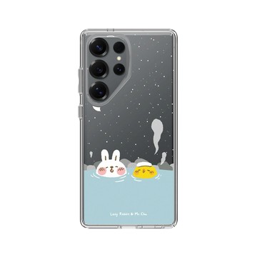 Galaxy S25 Ultra Clear 透明 - 懶散兔與啾先生 Lazy Rabbit and Mr.Chu - 泡溫泉