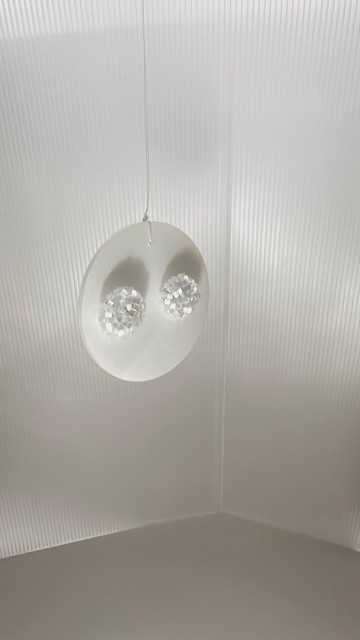 白色手工串珠耳環、耳針