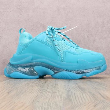 2025秋冬季歐美巴黎家系帶圓頭淺口水晶氣墊底青年時尚休閑老爹鞋