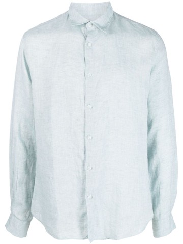 Sunspel - long-sleeve linen shirt - men - Linen/Flax - M - Blue