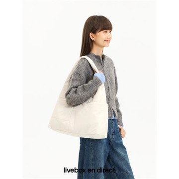 livebox秋冬單肩包大容量包包托特包女通勤電腦包白色hobo小眾
