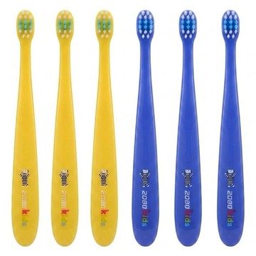 2080 KIDS 兒童牙刷  黃色 + 紫色  6支  1組
