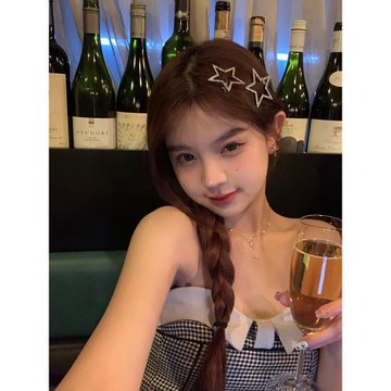 【蜜桃茶】y2k鏤空星星發箍發夾女2024新款夏天精致高級感頭箍飾