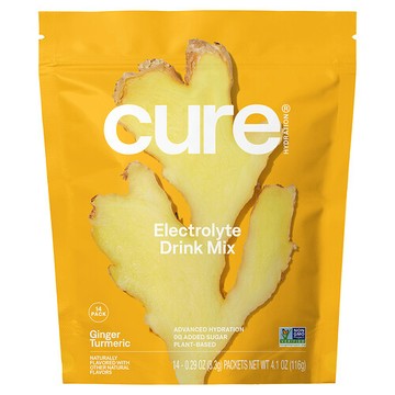 Cure Hydration, 補水電解質混合補充粉，薑和薑黃味，14 包，每包 0.29 盎司（8.3 克）