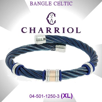 CHARRIOL夏利豪 Bangle Celtic幾何鋼索手環 藍鋼索三色飾件XL款 C6(04-501-1250-3)