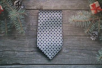 蓝白小格子真丝领带/绅士商务百搭礼盒necktie