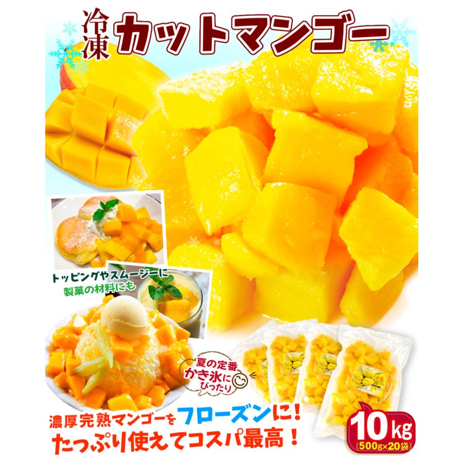 マンゴー 冷凍マンゴー 10kg カット済み 徳用（500g×20袋）ベトナム産 送料無料 完熟 業務用 フローズンマンゴー 大量販売 冷凍便 国華園