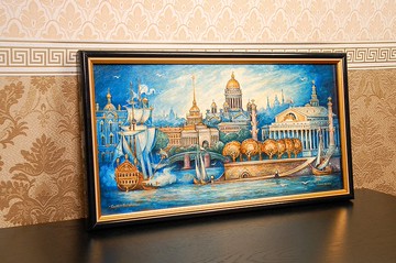 牆藝術畫布聖彼得堡俄羅斯繪畫古典微型漆藝