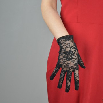 觸屏蕾絲長手套高彈性真絲網紗超長款黑絲黑白色婚紗禮服觸屏演出