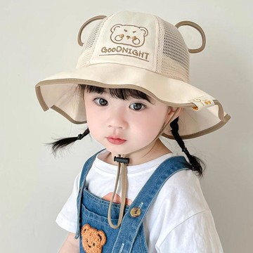 【臺灣-出貨】寶寶帽子夏季薄款遮陽防曬漁夫帽女童男童兒童網眼透氣可愛太...03Rv