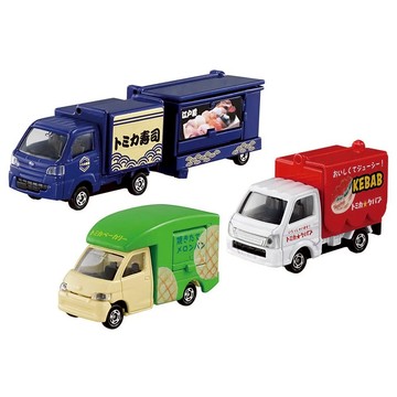TOMICA 日式食物餐車組  藍色 + 綠色 + 紅色 + 白色  1盒