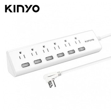 【滿額現折$330 最高3000點回饋】        【KINYO 耐嘉】CGT366-6 直三角6開6插延長線-6尺/白【三井3C】