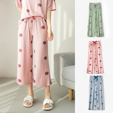 柔軟清涼 女士莫代爾七分褲 波點家居睡褲 清涼起居褲 夏款女裝