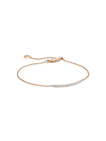 Monica Vinader - Skinny Short Bar Diamond bracelet - women - Diamond/18kt Rose Gold Vermeil - One Size