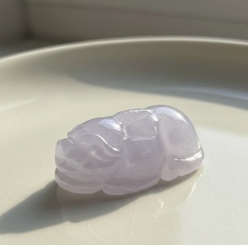 【招財神獸】冰種紫羅蘭翡翠貔貅戒面 | 天然緬甸玉翡翠A貨 |送禮