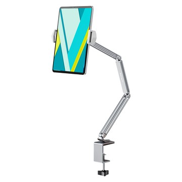 Ermutek 二木科技 鋁合金懸臂夾式平板手機懶人支架 CNC加工  DM-019-S  銀色  1個