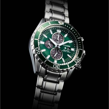 CITIZEN 星辰 Promaster 光動能潛水計時手錶-銀x綠/44.5mm CA0820-50X