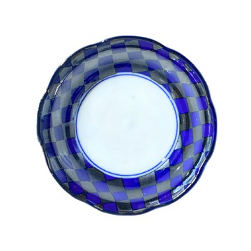 寶藍市松高台缽-日本製 12cm寬 5.5cm高 容量200mL  1個