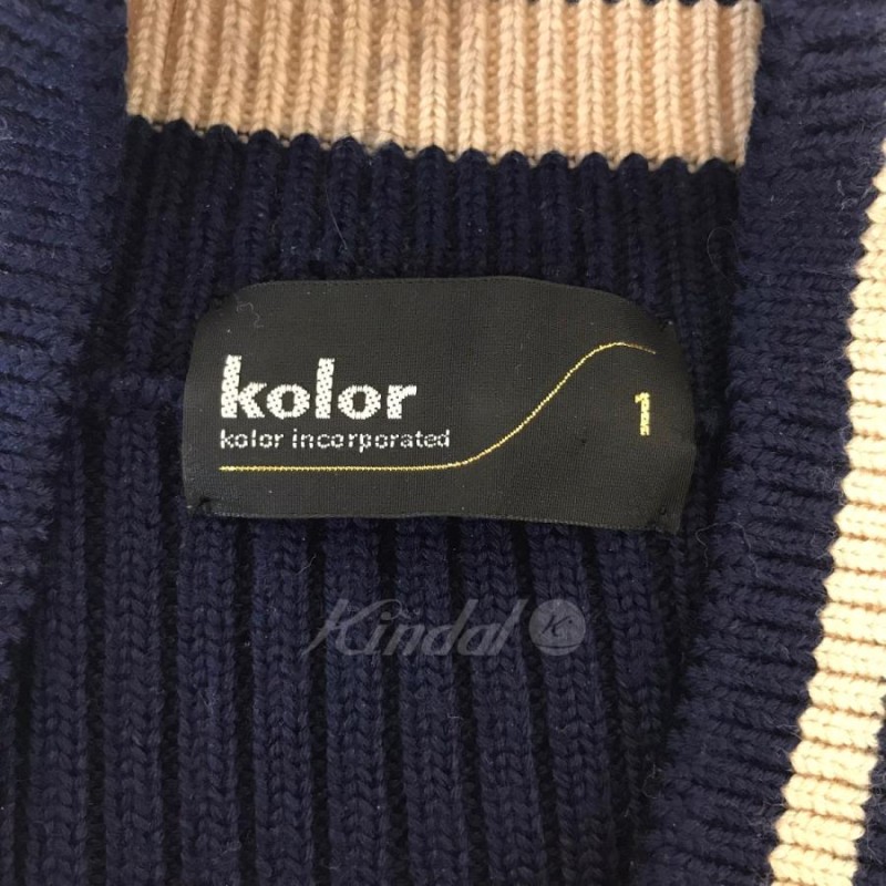 カラー kolor 22AW クレイジーパターンニット 22WCM-N05303 ネイビー サイズ：1 | LINEブランドカタログ