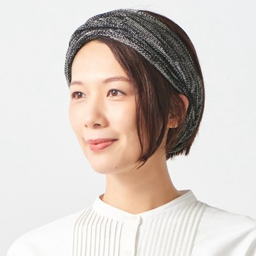 CHARM 純棉網眼反折針織頭巾髮帶