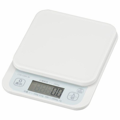 オーム電機 クッキングスケール 2kg 抗菌仕様 キッチンスケール 料理用はかり 量り 計り デジタル 計量 COK-S205-W 07-8