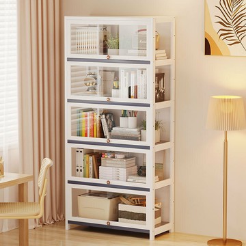 ??免運 快速出貨 書架 書櫃 收納架組合簡易書柜家用靠墻收納柜防塵桌邊網紅多層加寬書架落地置物架