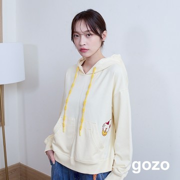 【gozo】➤MONEY～錢進口袋造型帽繩帽T(深灰/米色_F) | 女裝 圓領 百搭