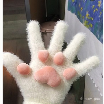 🎁年貨優選   量大優惠🎁小紅書衕款毛絨貓爪手套女冬季保暖可愛學生貓咪手套送女朋友禮物🉑開發票💋