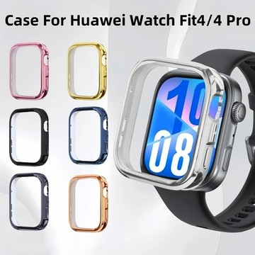 全屏tpu防撞保護殼 適用於 Huawei Watch Fit5 4 pro 華為Fit5 4 3 電鍍殼膜一體保護套