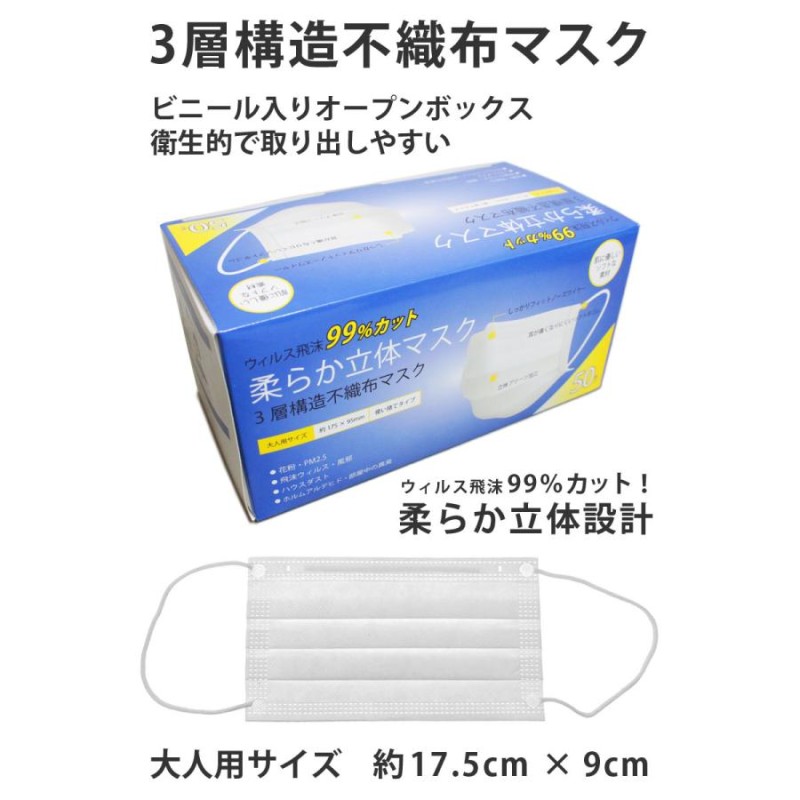 セール品 2400枚入マスク ウイルスカット 感染予防 使い捨て３層構造 不織布 やわらかな肌ざわり青マスク 