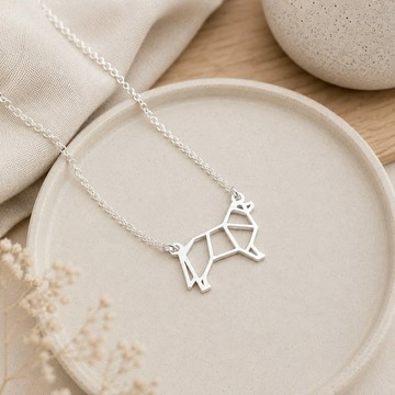 邊境牧羊犬幾何黃銅鍍銀項鍊 邊牧毛孩狗奴日常穿搭手作生日禮物