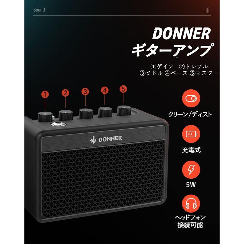 Donner エレキギター 初心者セット STタイプ コイルタップ 6点止めトレモロ ミニアンプ付き ケース? ストラップ? シールド付属