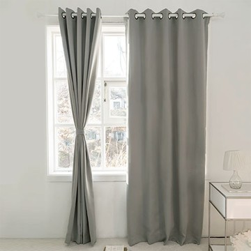 shez Home 打孔遮光窗簾 附窗簾綁帶  灰色  M號雙倍皺摺型 140 x 232cm