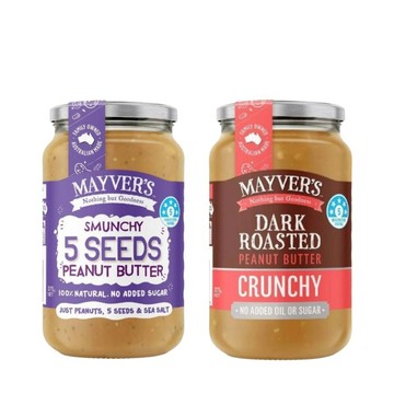 花生醬 Mayvers 香烤花生醬-顆粒+超級種籽375克 各一 無糖香烤花生醬 100%澳洲花生 Peanut Butter