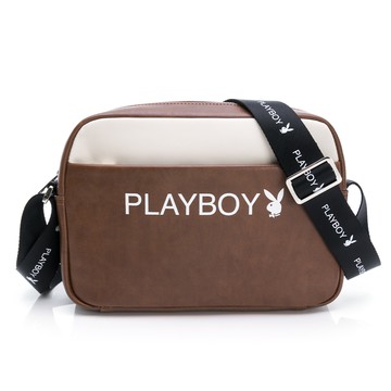 ⚡率性男包 買就送壁掛收納袋｜PLAYBOY-斜背包 LOGO系列 - 咖色(122-8201-60-7)
