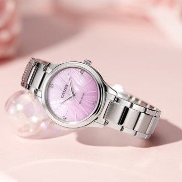 CITIZEN 星辰 限量 光動能大三針女錶 618質感盛典 送禮首選-粉/34mm EM1220-58X