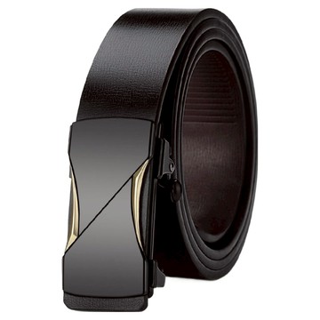 本革職人 真皮男仕極簡薄型金屬霧感免鑽孔伸縮自動扣皮帶 弧型立體曲線款  115cm  金色