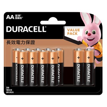 台灣公司貨 DURACELL 金頂 鹼性AA電池3號  18顆  1組