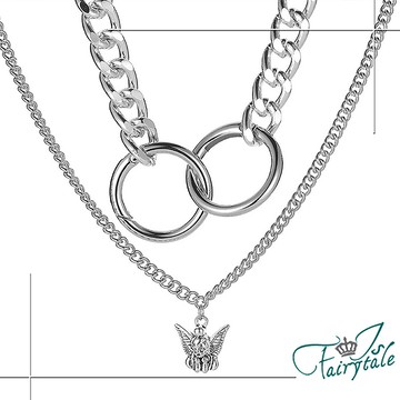 【伊飾童話】狂野天使＊粗麻花雙層中性項鍊/銀