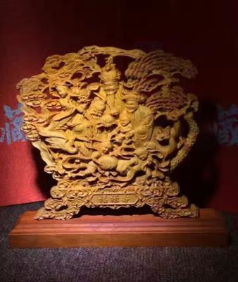 爆款崖柏 黃楊木福祿壽擺件三星高照洪福齊天雙面精雕工藝栩栩如1入