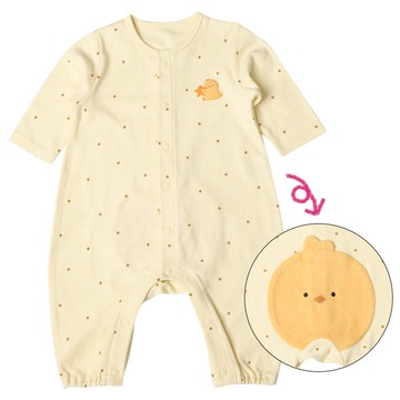 akachan honpo - 長袖兔裝-動物造型屁屁 毛巾布-奶油色