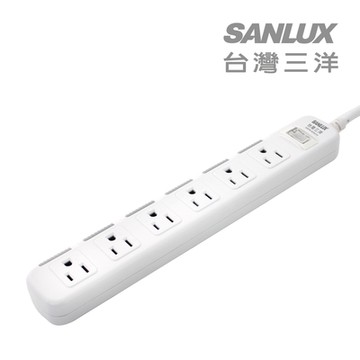 SANLUX台灣三洋 防塵蓋轉接延長電源線 (SYPW-W361DA) 3孔6座1切1.8M
