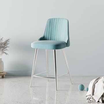 Gagu Neukkim 西耶爾天鵝絨銀色吧椅  2個  薄荷綠