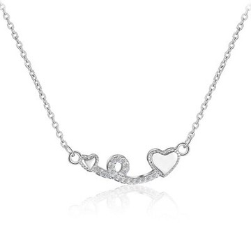 925純銀項鍊鑲鑽吊墜-時尚優雅別緻愛心女飾品73qi82【獨家進口】【米蘭精品】