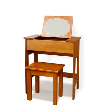 ASSARI-和風實木掀鏡化妝桌椅組