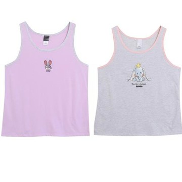 美式大碼胖mm女裝 夏季純色拼接簡約小吊帶背心女寬松無袖T恤卡通