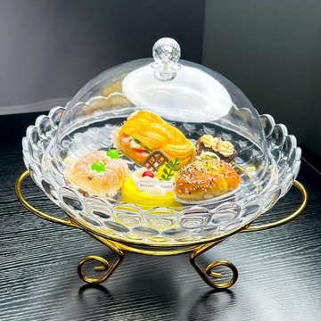水晶玻璃水果盤帶蓋果盤家用大號盆輕奢高檔高級感高端精致高顏值