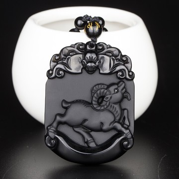 生肖屬羊三羊開泰吊墜富貴鳴羊祿羊獻瑞黑曜石三羊延福護身符項鏈