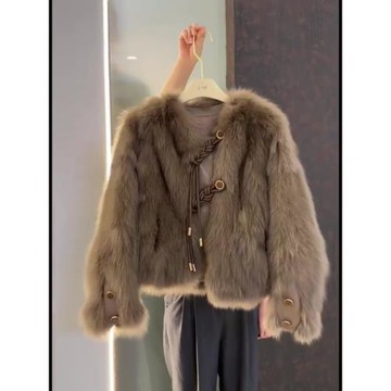 (免運)今年流行爆款美拉德咖色小香風仿水貂皮草皮毛一體外套女冬季2025