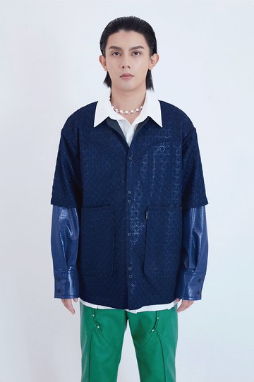 假兩件式無領襯衫